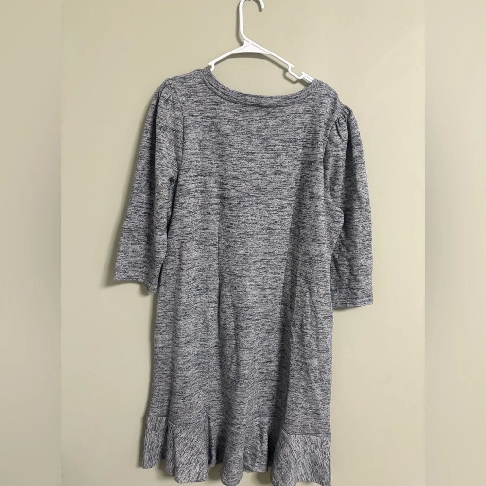 Talbots Puff Shoulder Space Dye Gray Ruffle Hem Dress Size 1X Minimalist Office - Picture 2 of 6